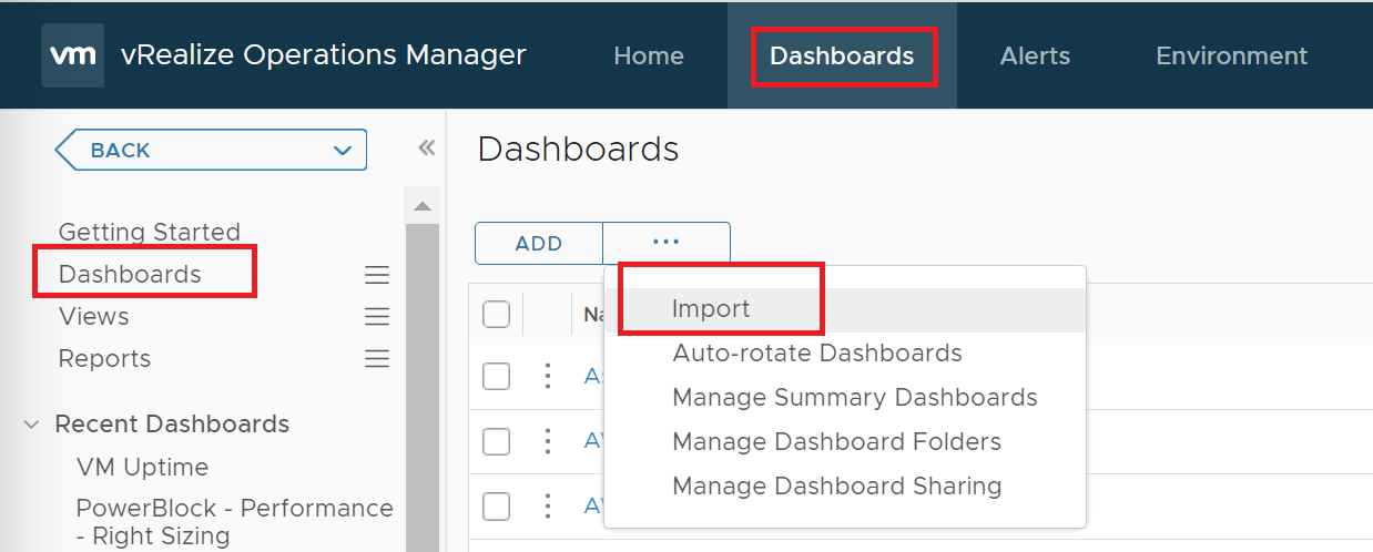 Import Dashboards
